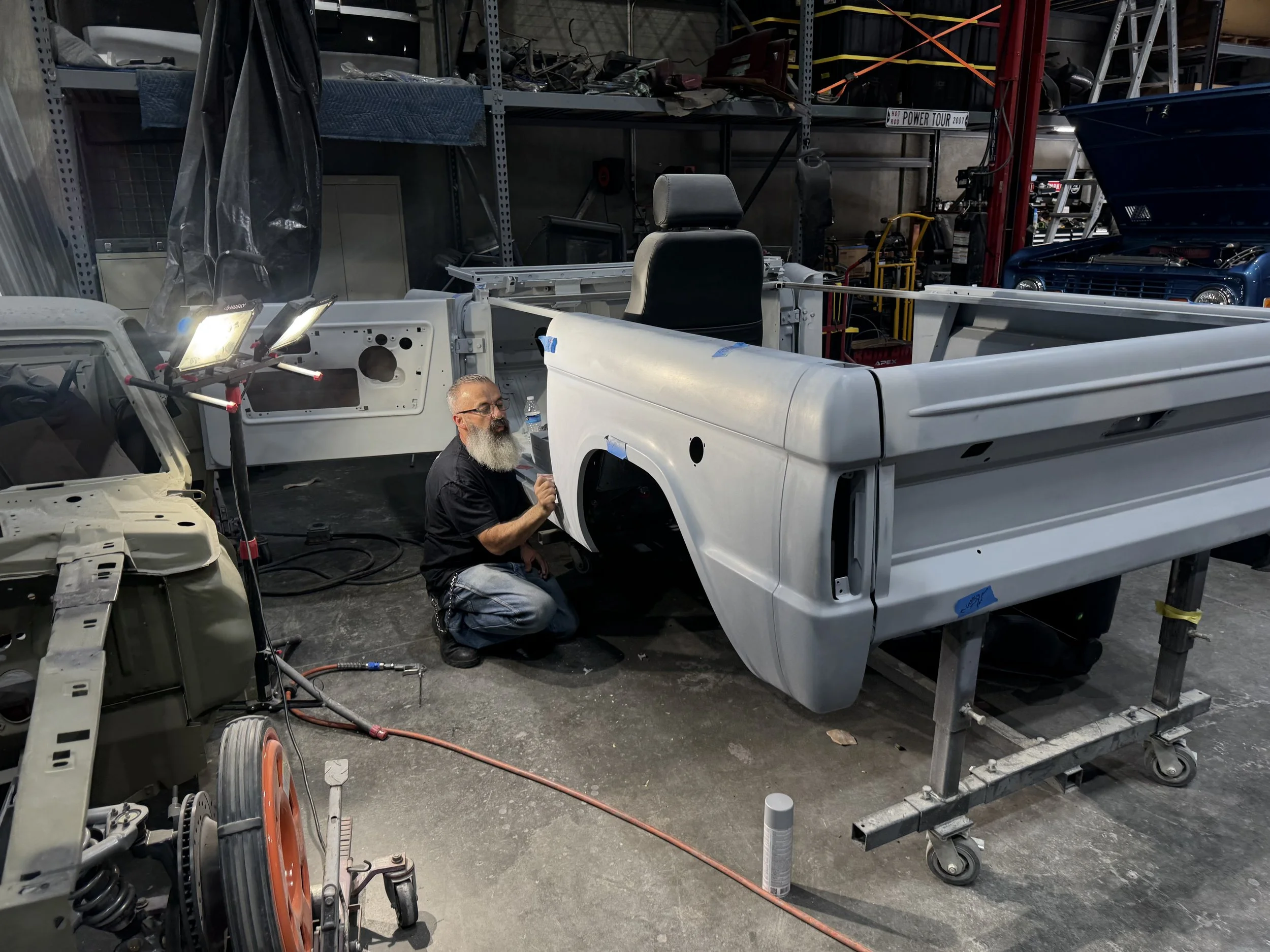 Devils in the details while Peppe works over the door jams.  We do a walk around with a client before paint.  This is our last chance to catch anything we may have missed, or a detail change the client wants.  Once the paint is laid down, there's no 