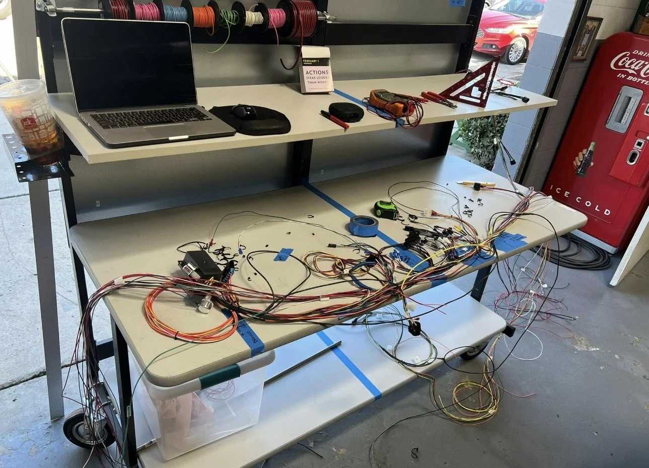 Every build for electrical starts like this.  We map it out, make our list, and then lay it out, from here we take out what we don't need, re route things and add what we need.  