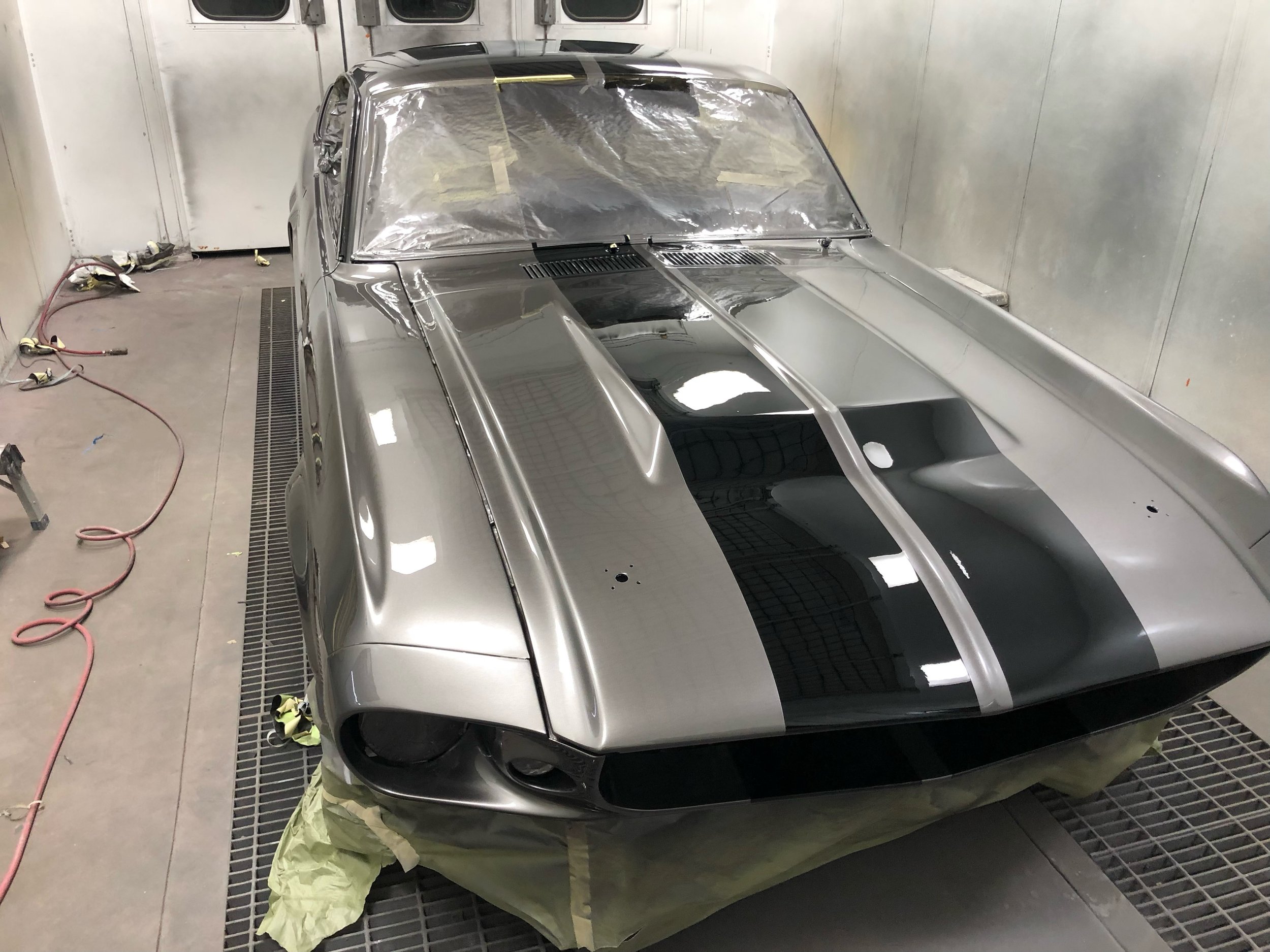 A peak inside the spray booth 