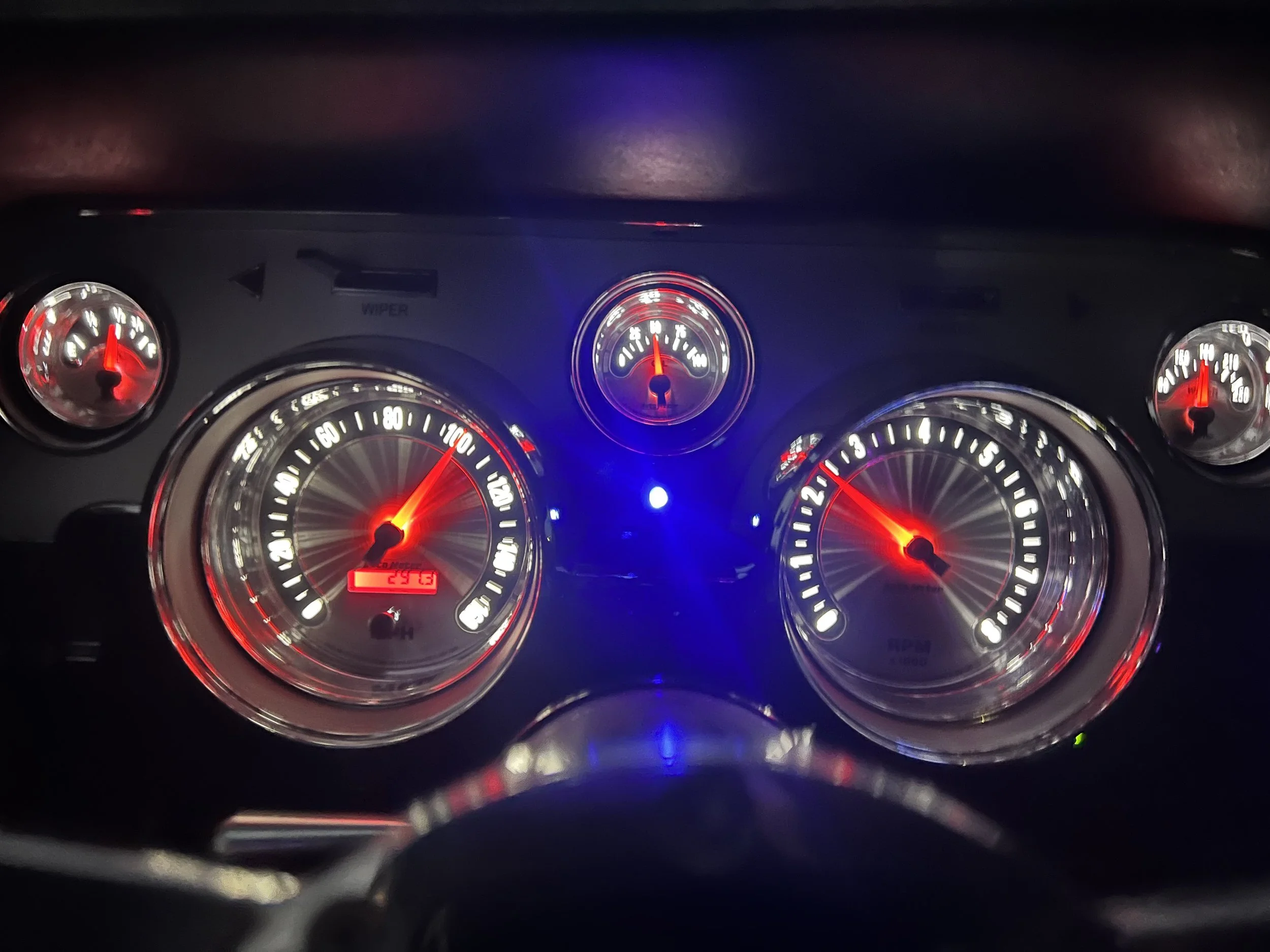 Autometer gauges light up beautifully at night