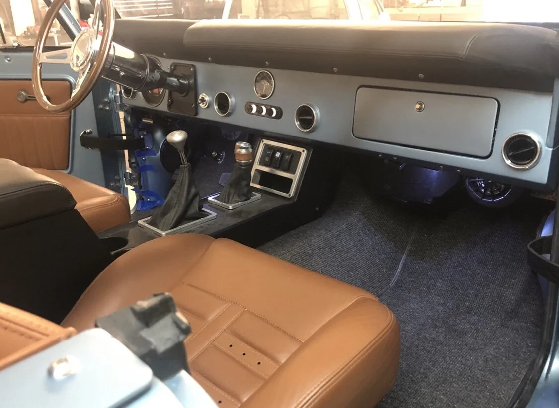 Custom Interior Leather Package, Ididit Column, Dakota Digital RTX Gauges, Painless Wiring, Vintage Air AC, Custom Roll Bar