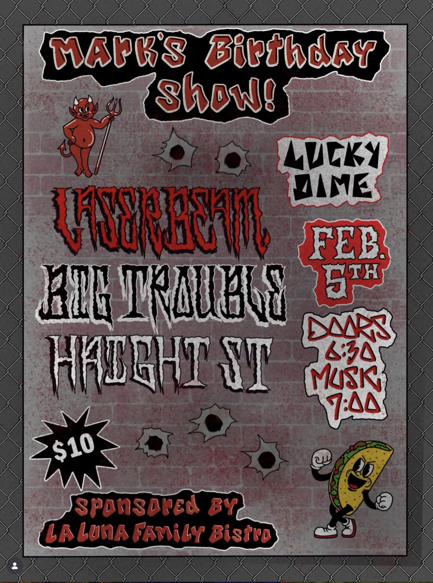 LIVE BANDS! Laser Beam / Big Trouble / Haight St.