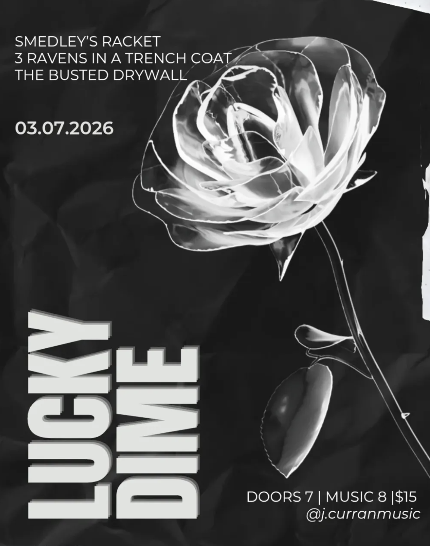 LIVE BANDS! Smedley's Racket / 3 Ravens in a Trench Coat / Busted Drywall