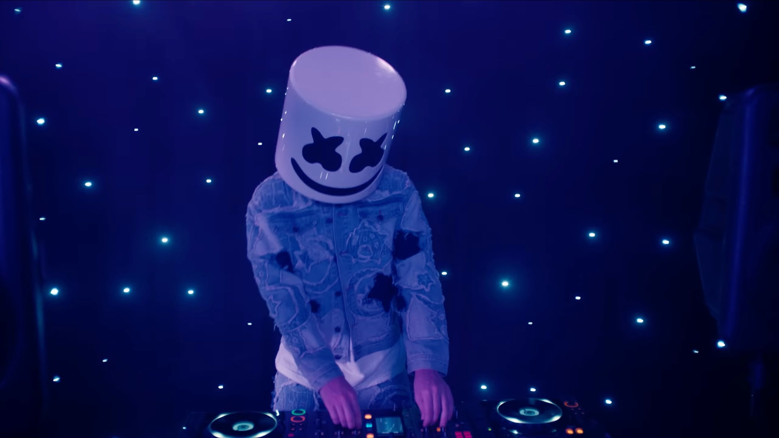 Marshmello DJ'ing in music video for hit single “Grown Man”