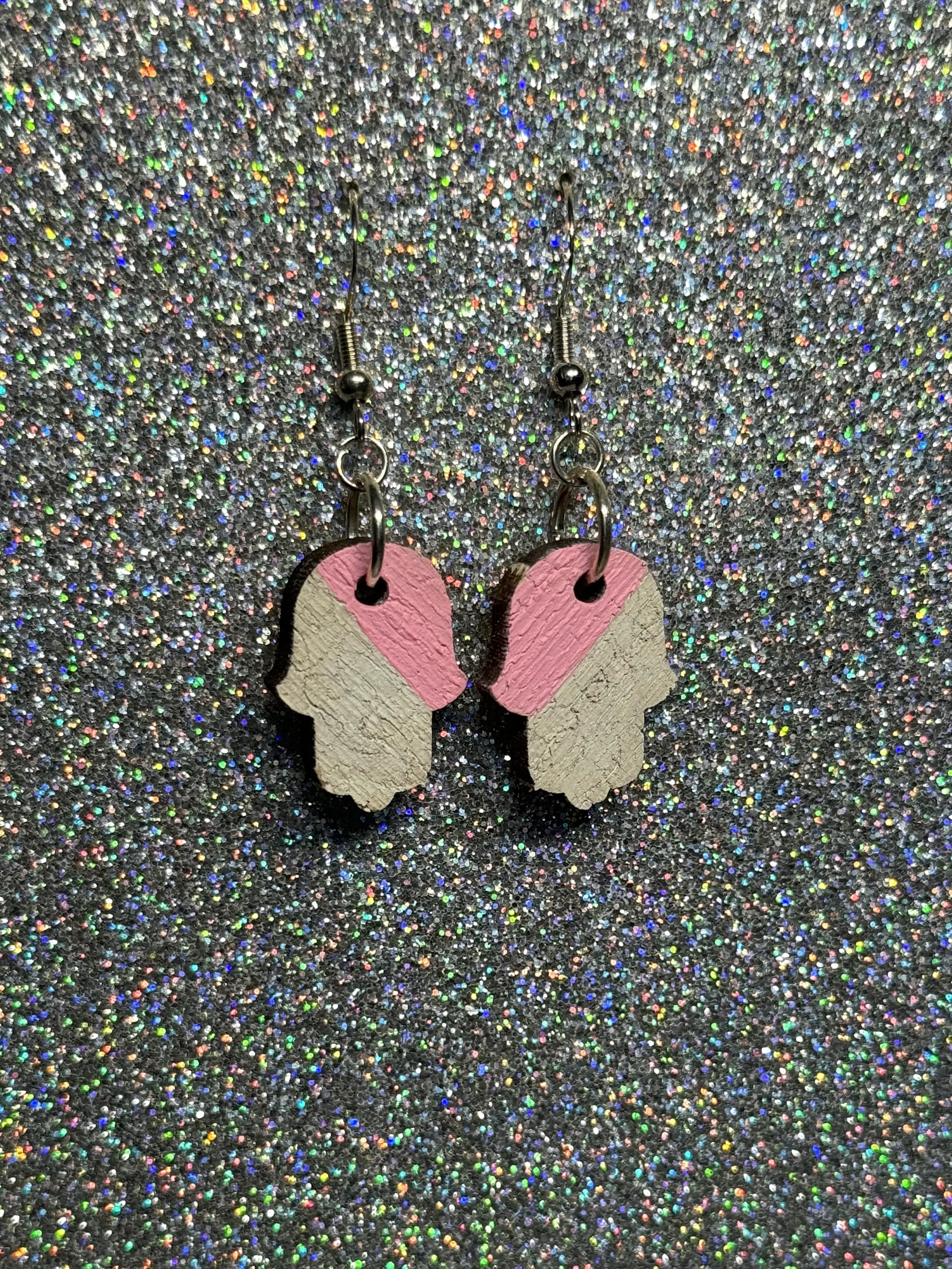 neon & white hamsa dangle earrings