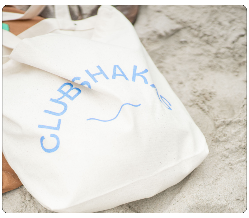 Club Shakas logo tote bag for a female only beginner friendly surf retreat