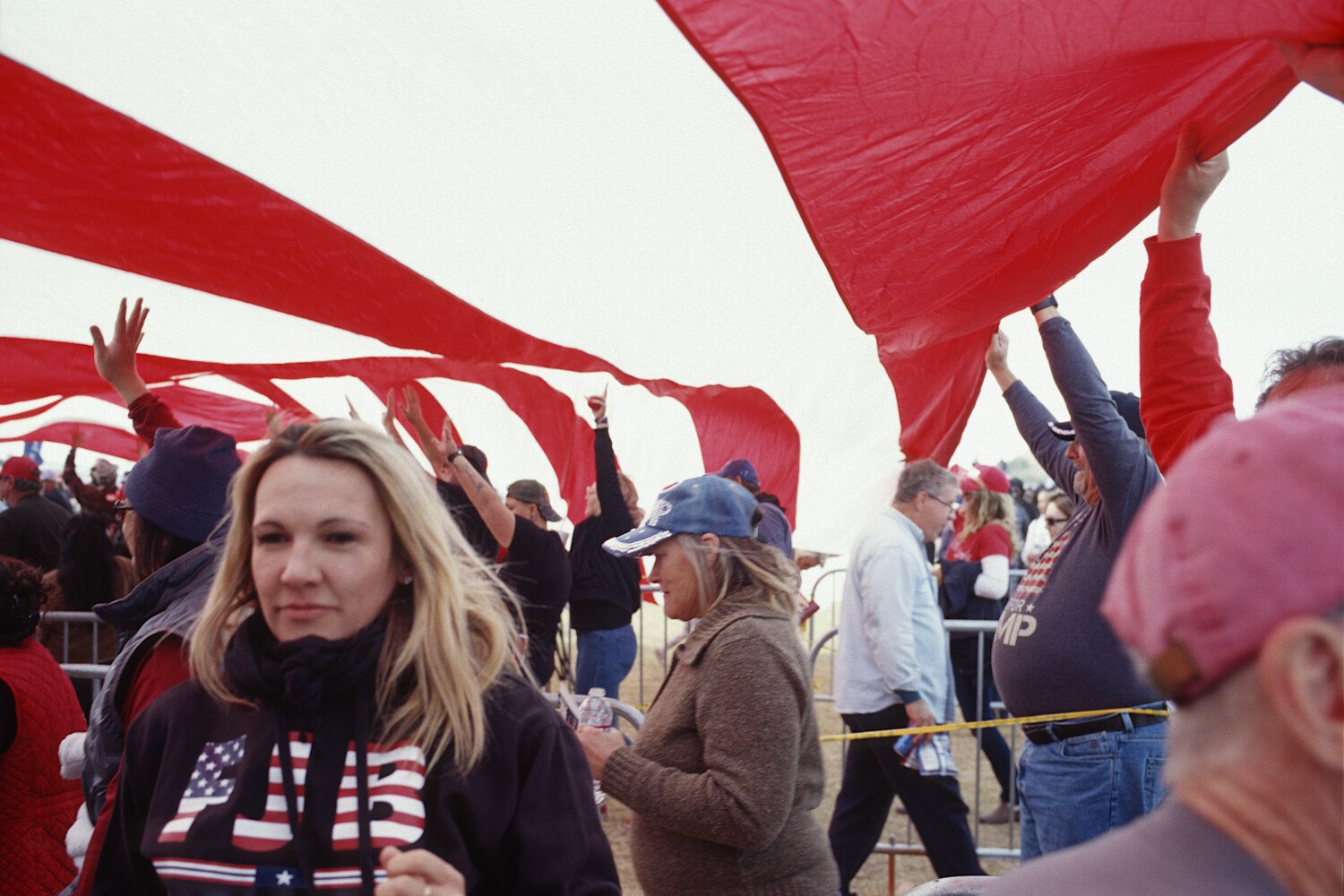 Trump supporters under flag — Florence, Arizona