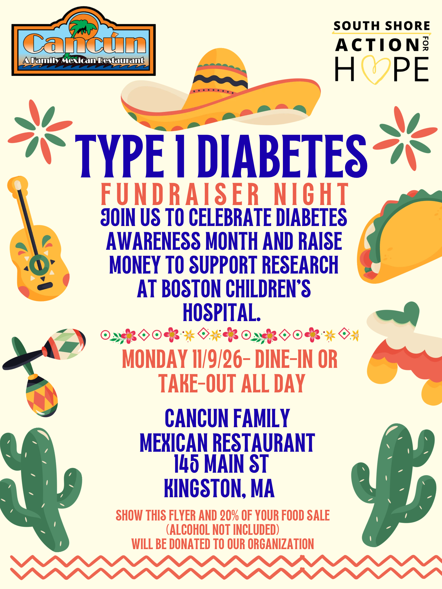 T1D night at Cancun Family Mexican Restaurant 