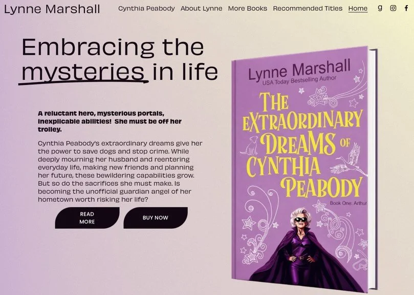 Had an absolute blast designing this sassy, whimsical site for USA Today Bestselling author Lynne Marshall (whose first book in the brand new Cynthia Peabody series is available for pre-order now at www.lynnemarshallauthor.com!).

I&rsquo;d love to w