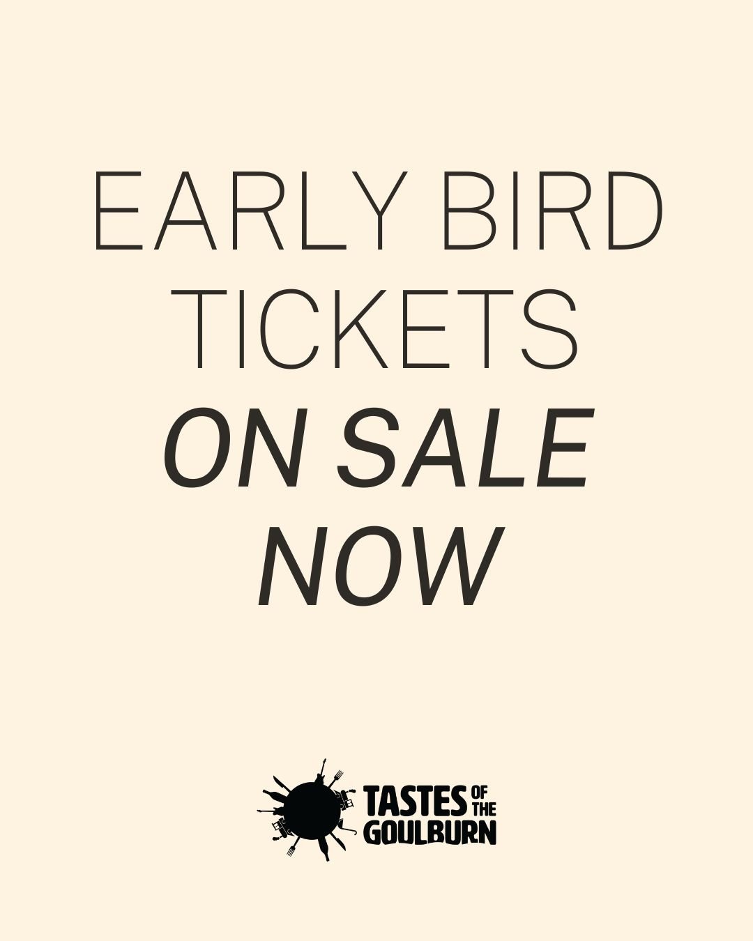 Calling all early birds! Tickets to your favourite food and wine festival are on sale NOW.

They're hot off the press, strictly limited and come with a discount.

Who knew planning ahead could be this rewarding 😉

$29 gets you festival entry and fre