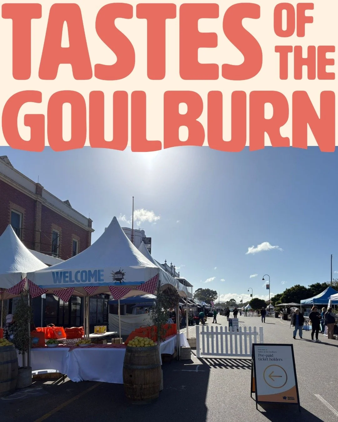 WE ARE OPEN!

The gates to the 20th annual Tastes of the Goulburn are officially open!!

See you on Station Street for a day of food, wine, fun, music and celebration of all that makes this region phenomenal.

Tickets still available online (link in 