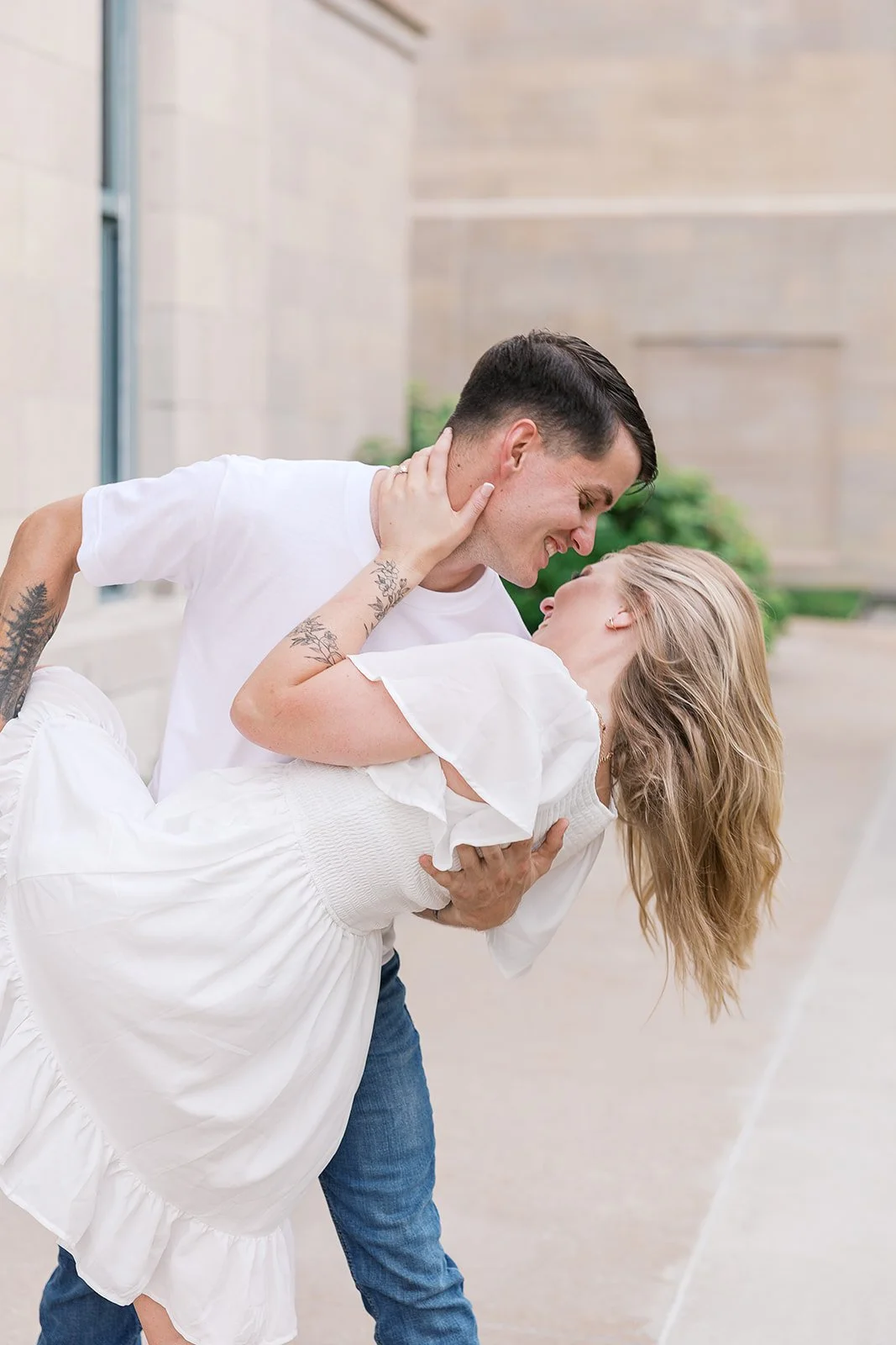 Couple in Downtown Columbia, MO for engagement photos.