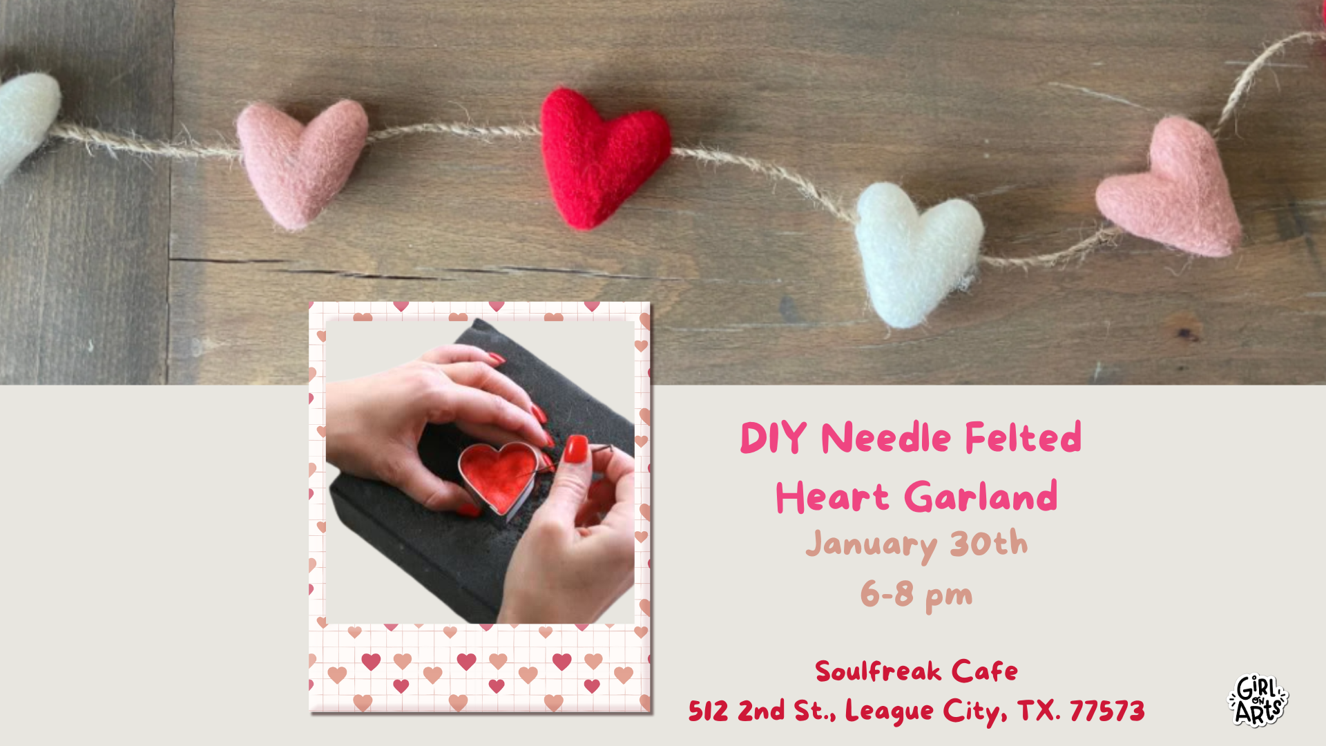 Needle Felted Heart Garland