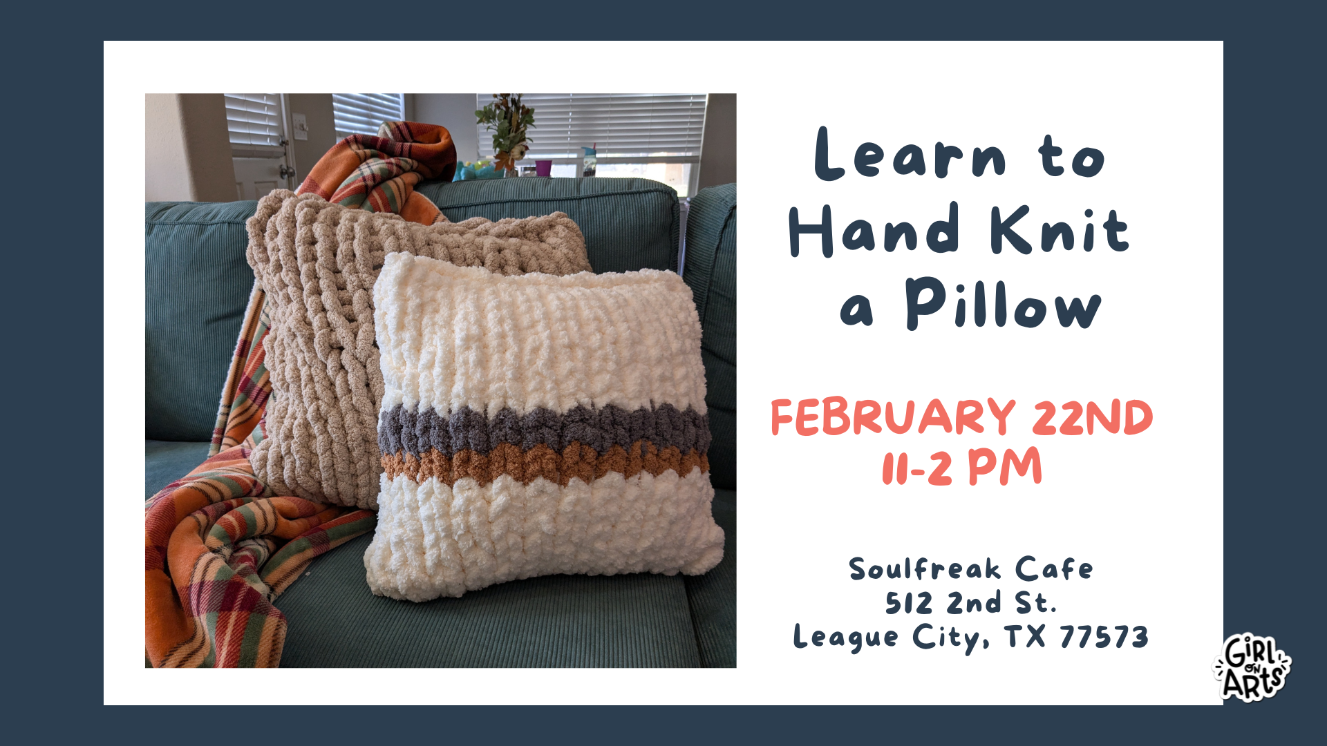 Hand-Knit Pillow Workshop at Soulfreak Café🧶💛