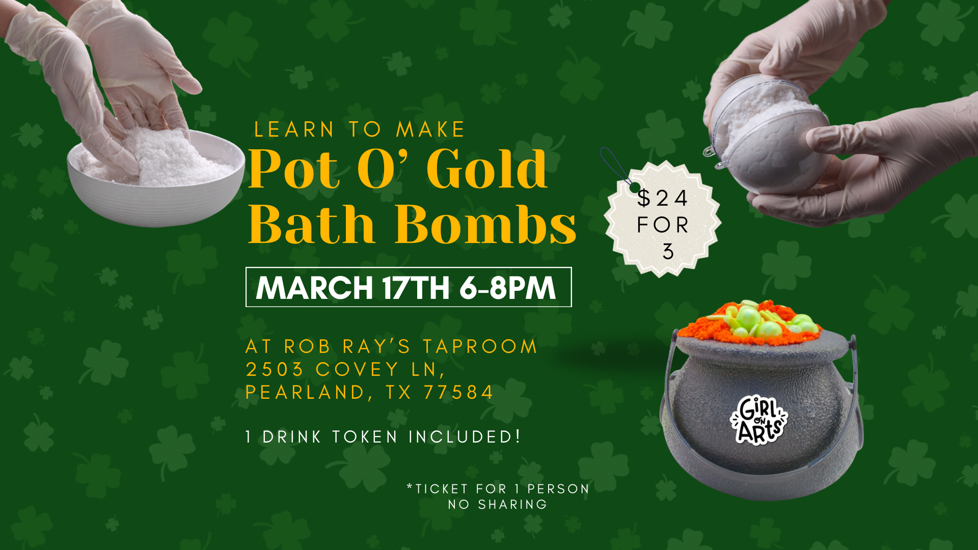 Pot O’ Gold Bath Bombs at Rob Ray’s Taproom 