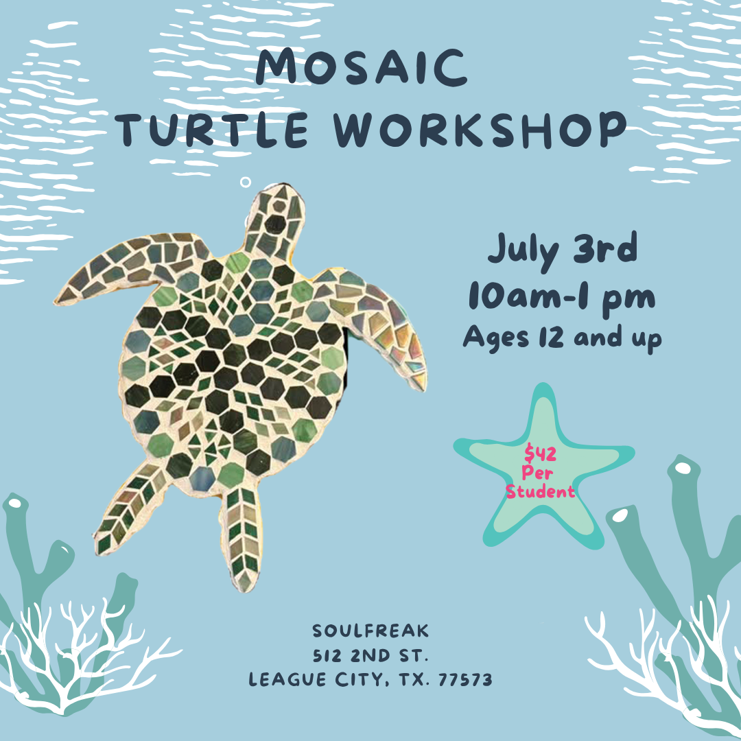 Mosaic Turtle Summer Day Workshop at Soulfreak (League City)🐢✨