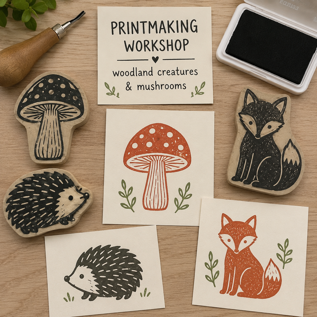 Linocut Printmaking Summer Day Workshop at Soulfreak (League City)