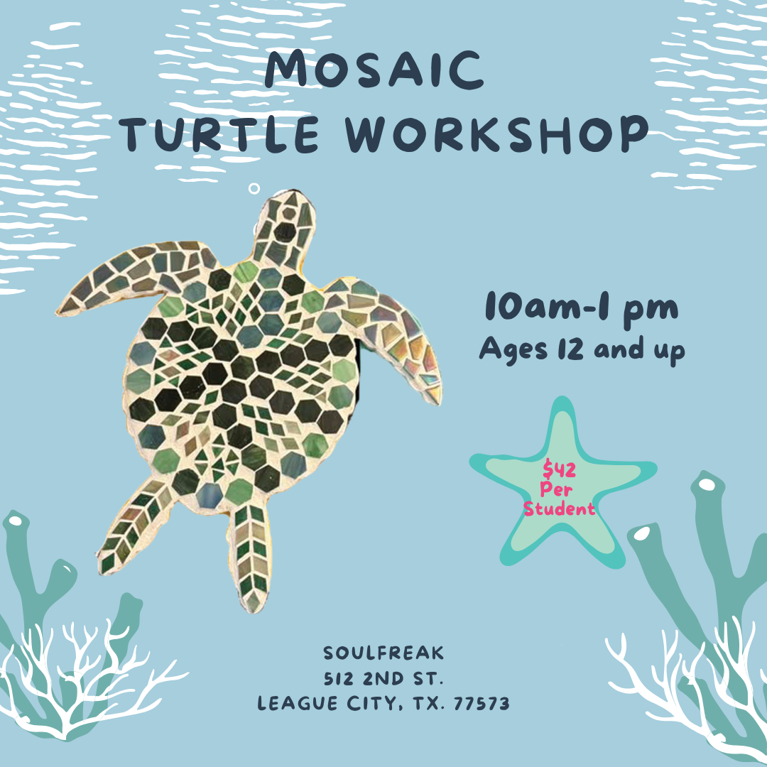 Mosaic Turtle Summer Day Workshop at Soulfreak (League City)🐢✨
