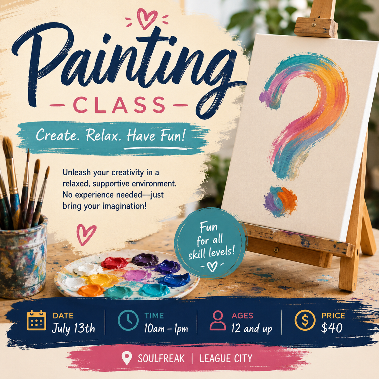 Cherry Painting for Beginner Summer Day Workshop at Soulfreak (League City)