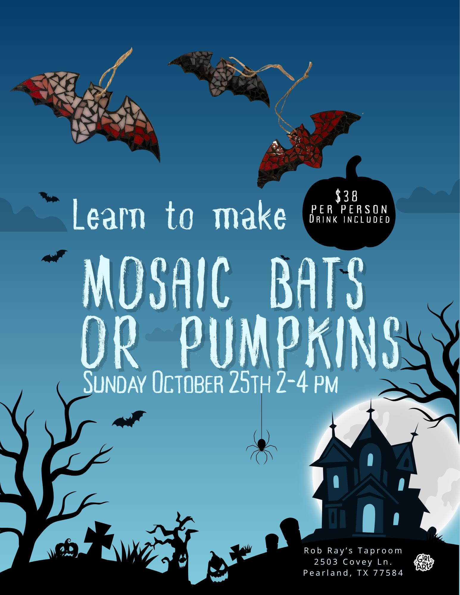 Mosaics Bats and Pumpkins
