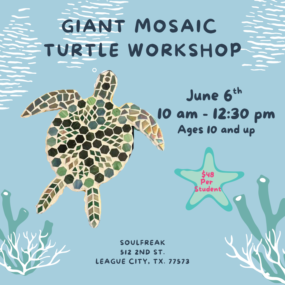 Giant Mosaic Turtle Workshop at Soulfreak (League City)🐢✨