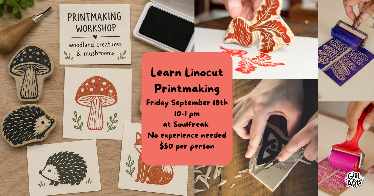 Linocut Printmaking Summer Day Workshop at Soulfreak (League City)