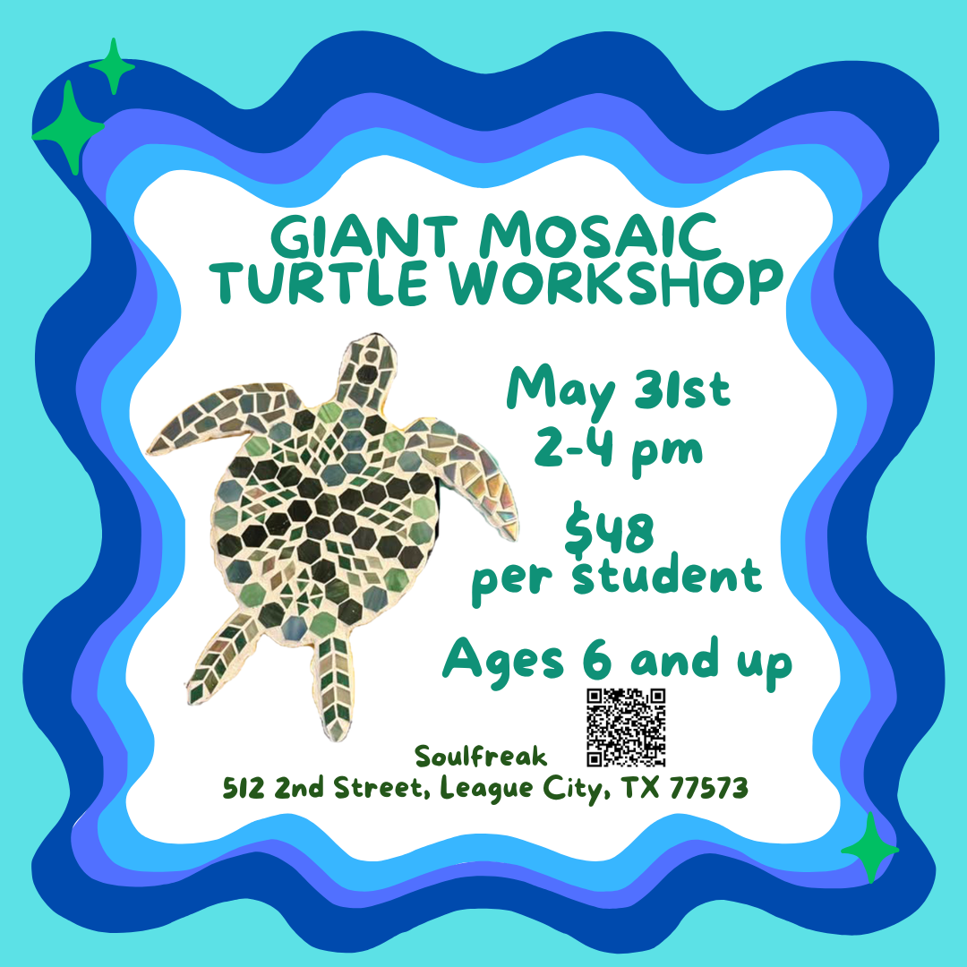 Giant Mosaic Turtle Workshop at Soulfreak (League City)🐢✨