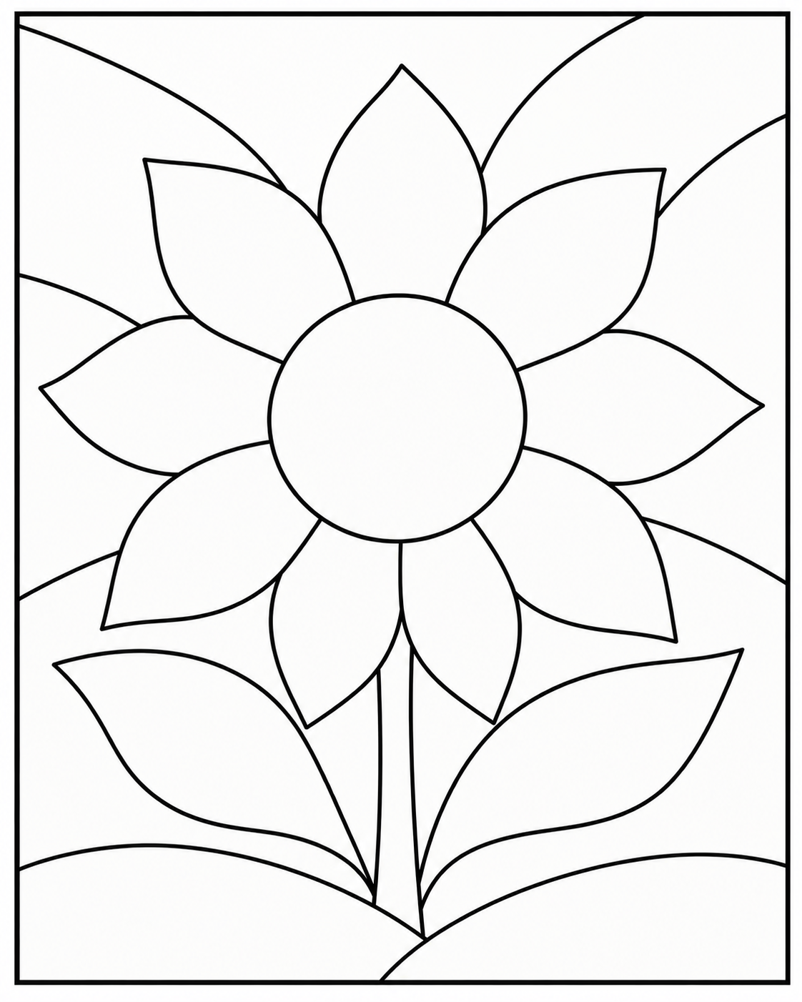 Stained Glass Sunflower Coloring Page.png