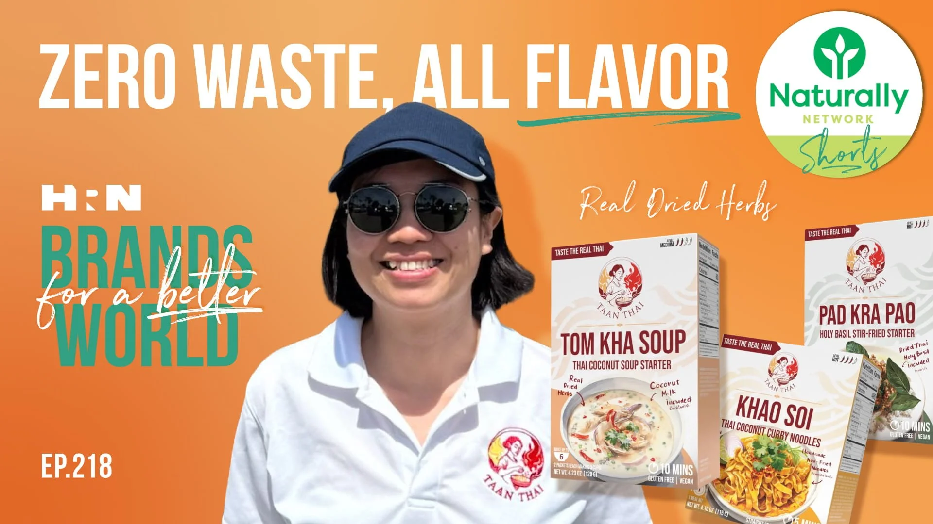 Brands for a Better World Podcast promo graphic with a headshot of Chanya Punyakumpol of Taan Thai