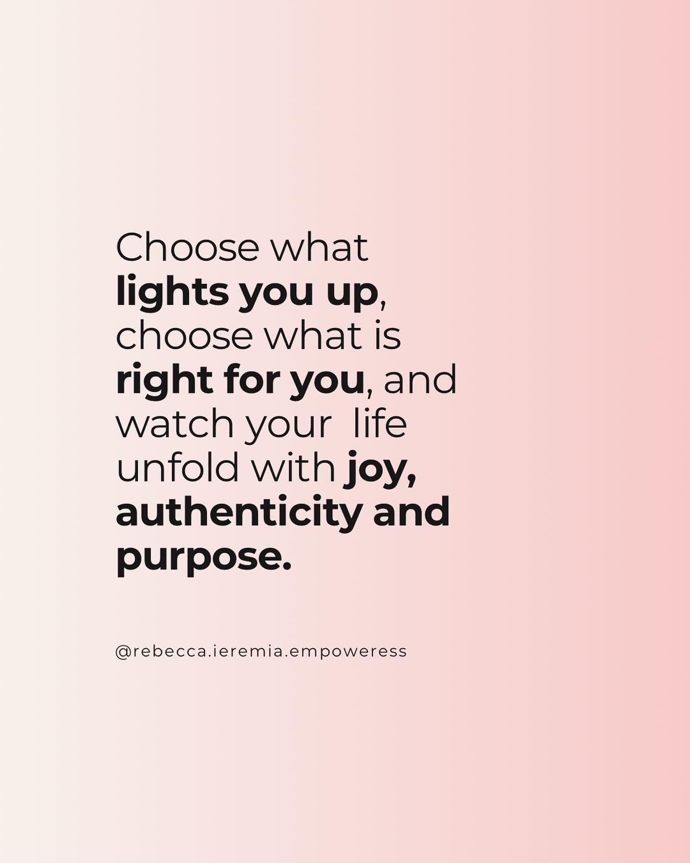 The number one thing that transformed my life&hellip;

Was choosing to do life in the ways that feel good, that support me, that light me up, that feels right for me&hellip;and you get to do this too!

Start by exploring if you are living a life that