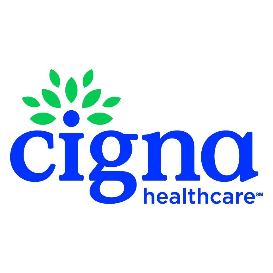 Logo of Cigna Healthcare featuring a stylized green and blue flower above the company name.
