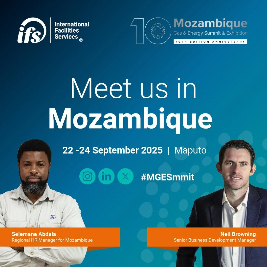 IFS is proud to be represented at the Mozambique Gas &amp; Energy Summit 2025, taking place from 22 &ndash; 24 September at the Joaquim Chissano International Conference Center in Maputo.
ㅤ
Neil Browning, Senior Business Development Manager, and Sele