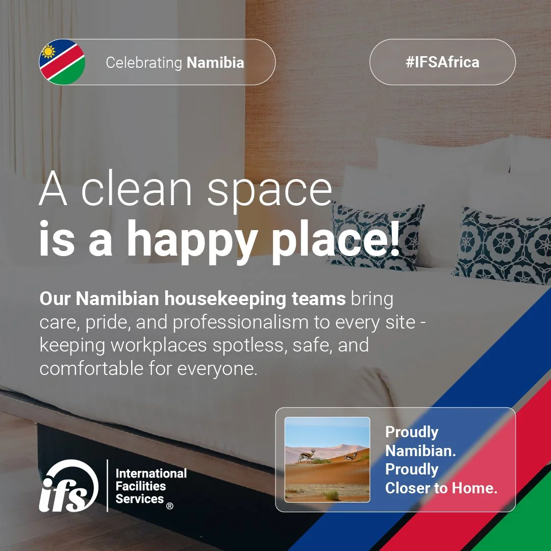 A clean space is a happy place! 🧼✨
ㅤ
Our Namibian housekeeping teams bring care, pride, and professionalism to every site &ndash; keeping workplaces spotless, safe, and comfortable for everyone.
ㅤ
With every task, they&rsquo;re not just cleaning &nd
