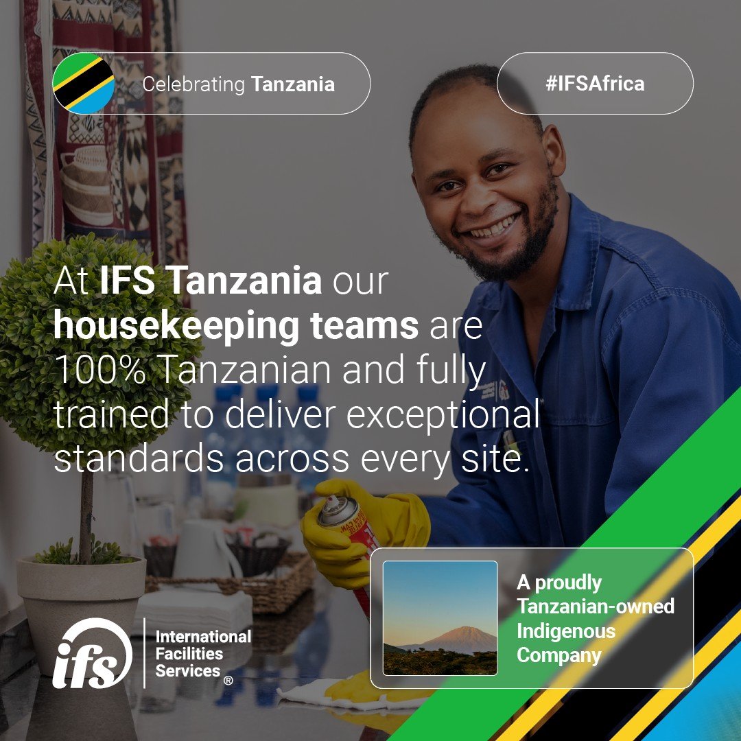 At IFS Tanzania &ndash; a proudly Tanzanian-owned Indigenous Company &ndash; our housekeeping teams are 100% Tanzanian and fully trained to deliver exceptional standards across every site.
ㅤ
Every sweep, scrub, and polish reflects more than just clea