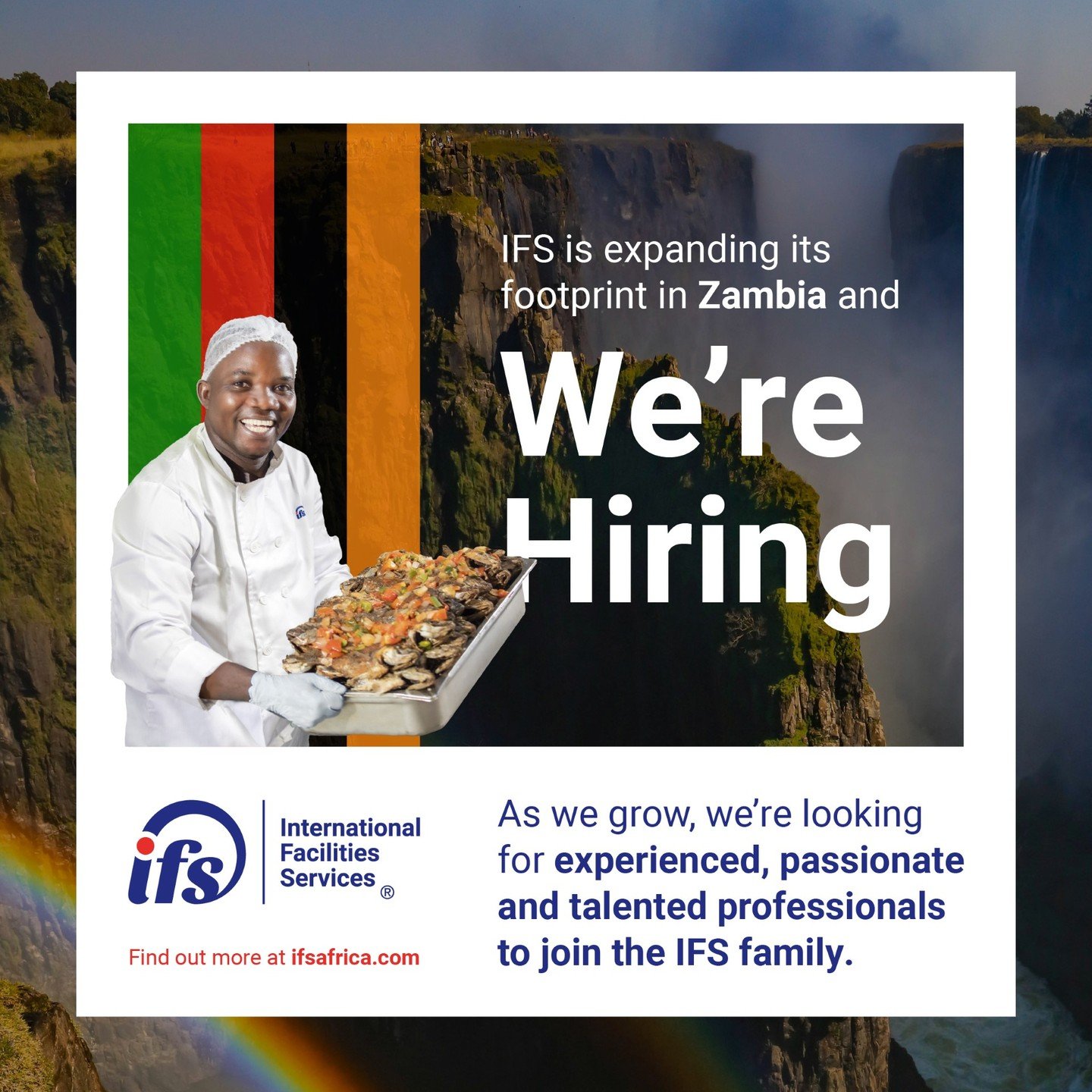 We&rsquo;re hiring in Zambia!
ㅤ
IFS is expanding its footprint across Zambia, and we&rsquo;re inviting applications from experienced and motivated Zambian professionals who want to grow with us.
ㅤ
If you&rsquo;re passionate about making an impact and