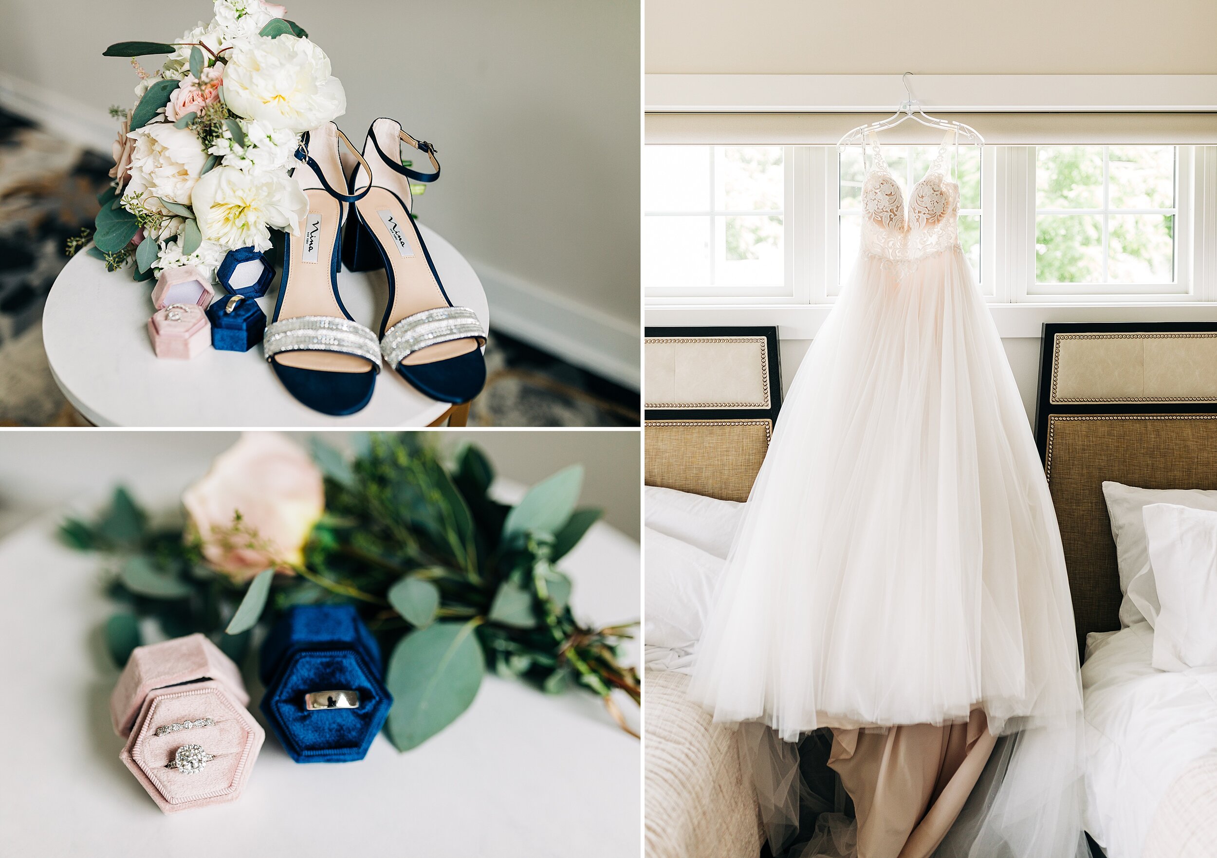  navy and pink wedding details at bay pointe woods 