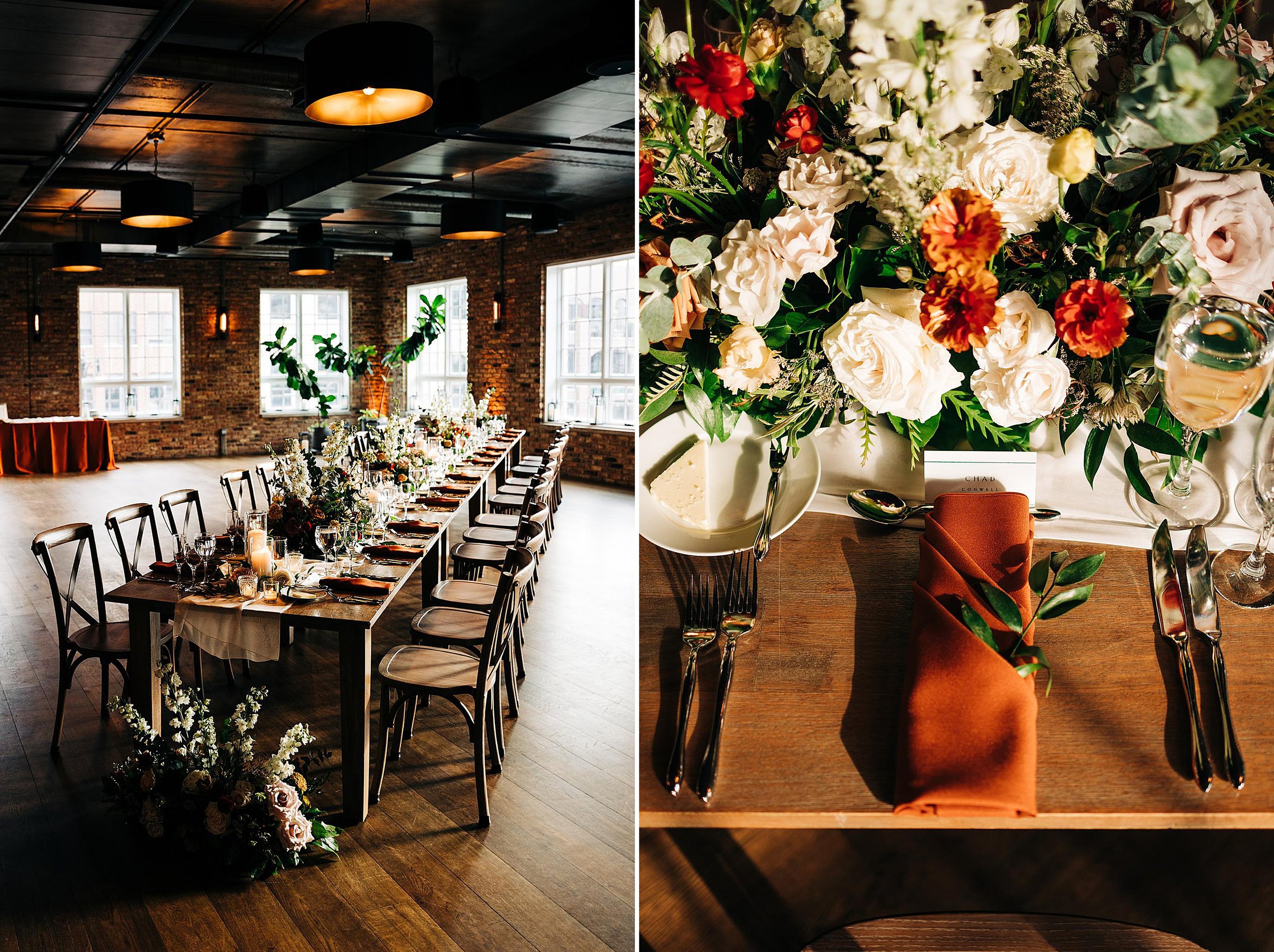 rust color wedding reception decor