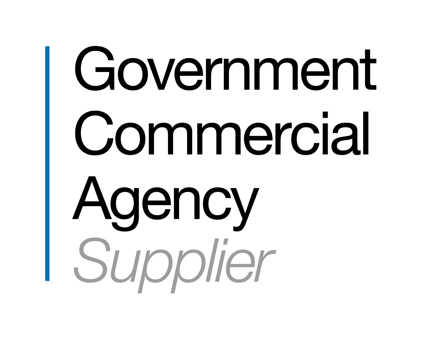 Diagram showing the hierarchy from Supplier to Government Commercial Agency, with a blue vertical line on the left.