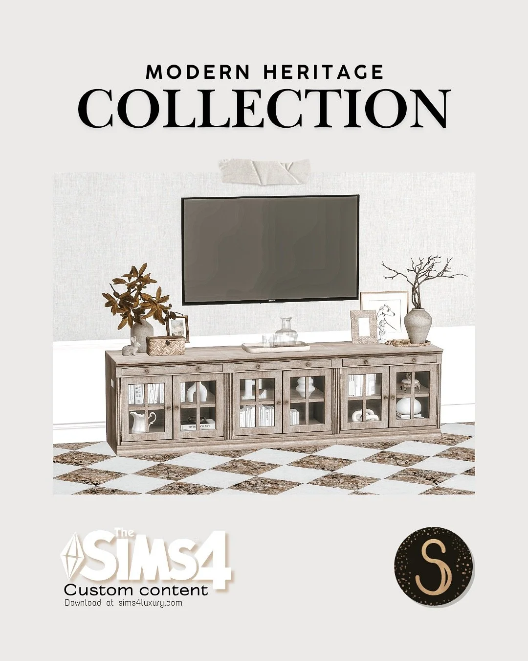 ▪️ The Modern Heritage Collection ▪️ Modular cabinet

Now available to download on my website (Link in bio) 
Don&rsquo;t forget to grab your new publicly released CCs for The Sims 4. I added 17 new free downloads this month 🥰

.
.
.

The sims 4 CC c