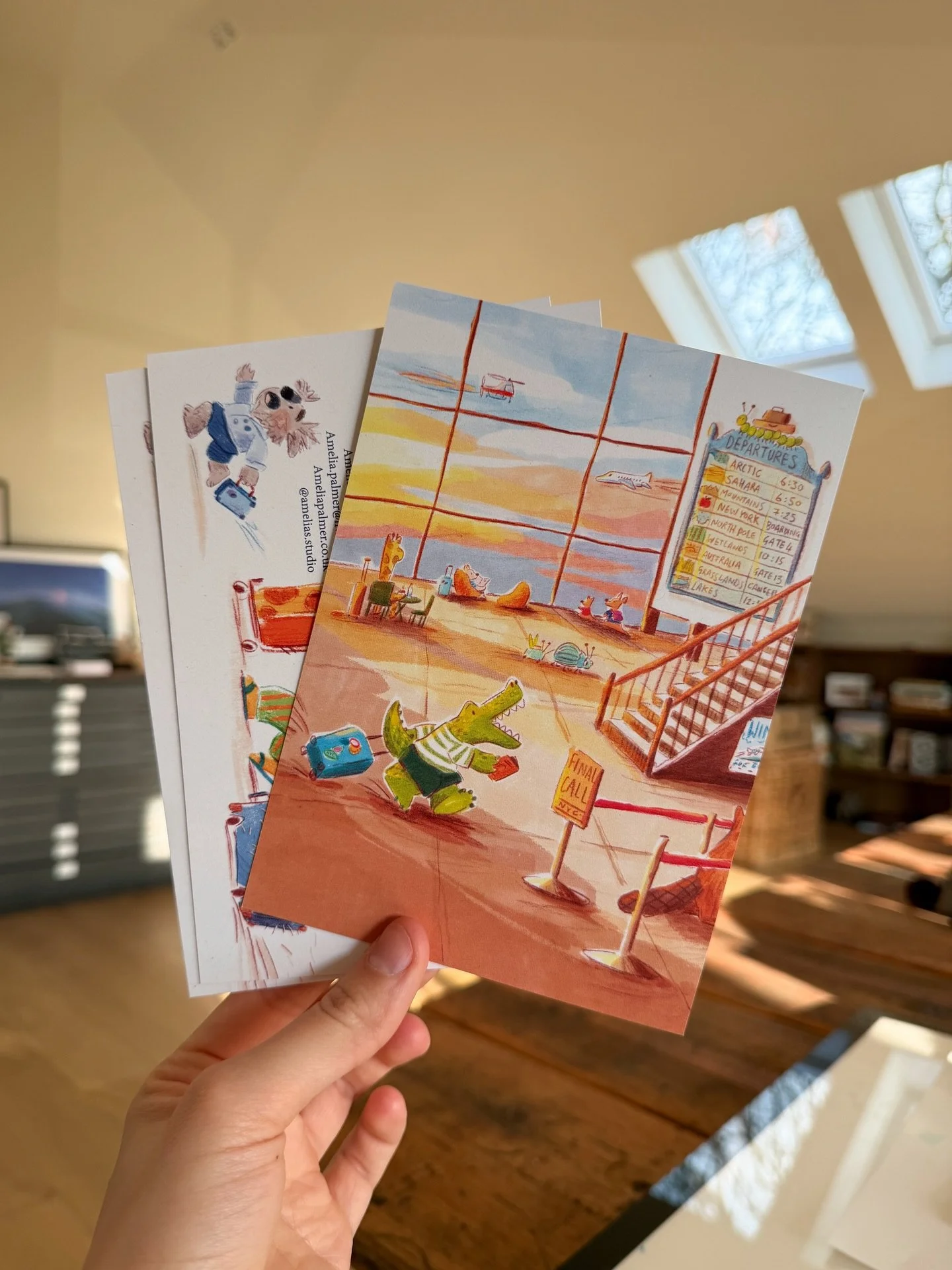 New business cards and postcards I&rsquo;m taking to Bologna! @bolognachildrensbookfair ✈️🚌

@print.work 

#illustration #sketchbook #sketch #art childrensbookillustration