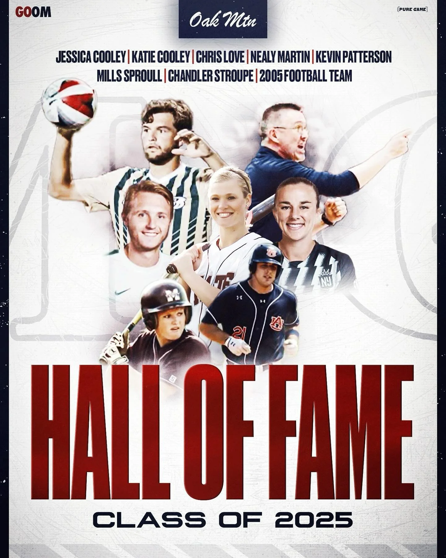 Oak Mountain Athletics is extremely excited to announce the next class of our Athletics Hall of Fame.

⭐️ 2005 Football Team 
⭐️ Coach Chris Love - Basketball 
⭐️ Katie Cooley - Softball - 2003
⭐️ Jessica Cooley - Softball - 2010
⭐️ Nealy Martin - So