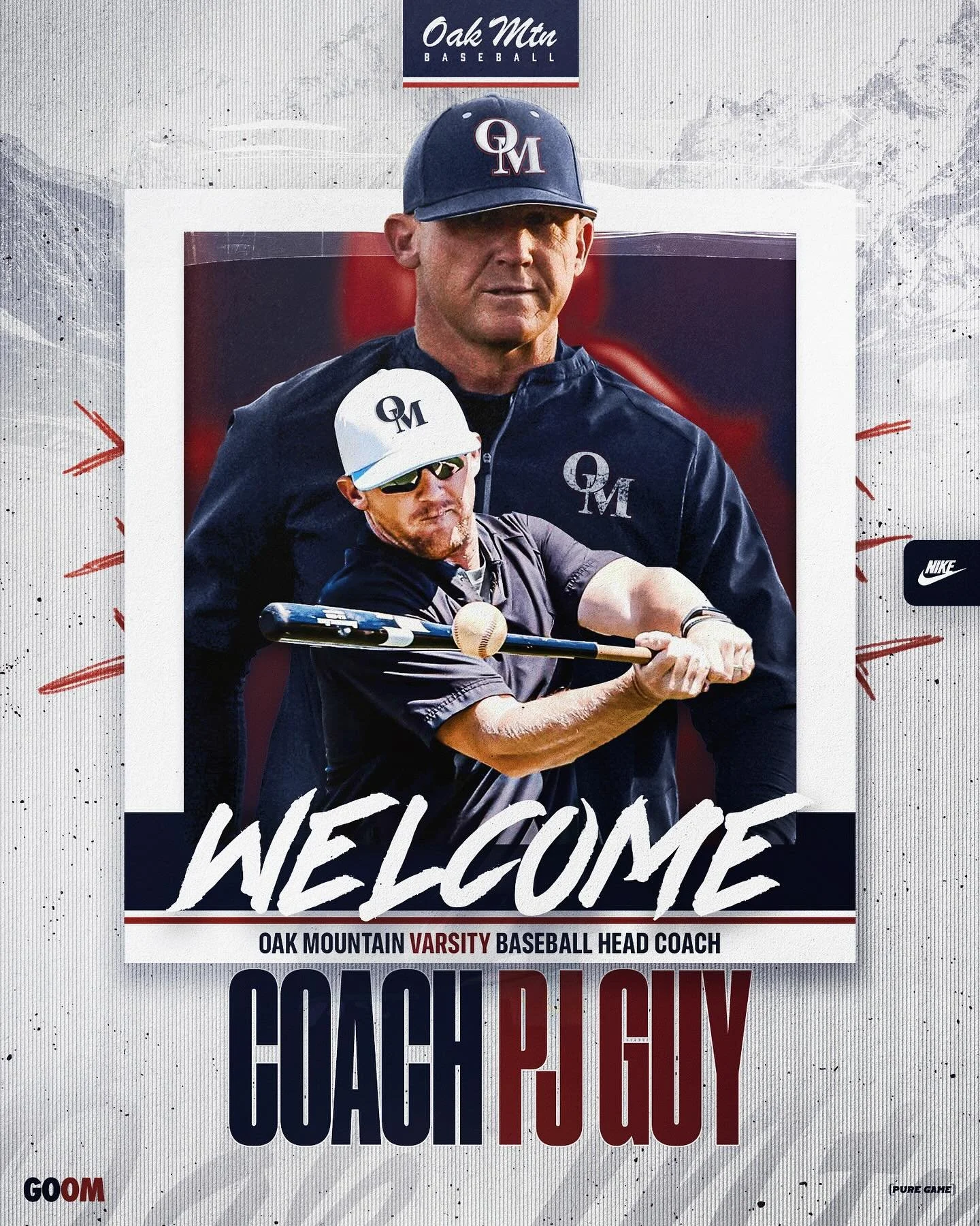 We&rsquo;re thrilled to welcome Coach PJ Guy as the new head coach of Oak Mountain Baseball!&nbsp;Coach Guy brings years of experience, a passion for player development, and a winning mindset to the Eagles. We&rsquo;re excited for the future of OMHS 
