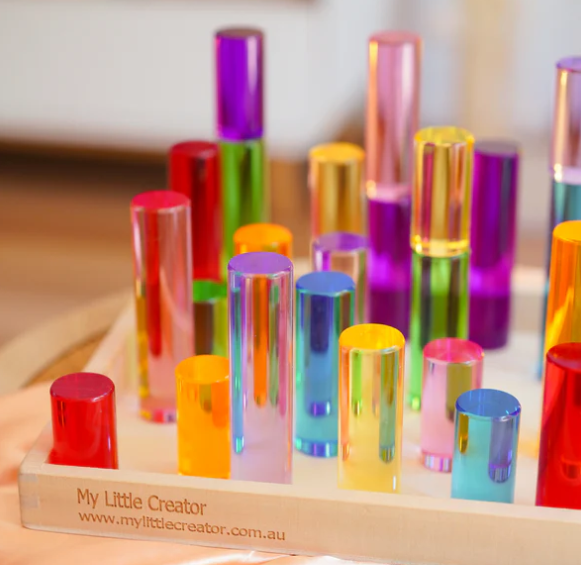 Lucite Rainbow Pillars