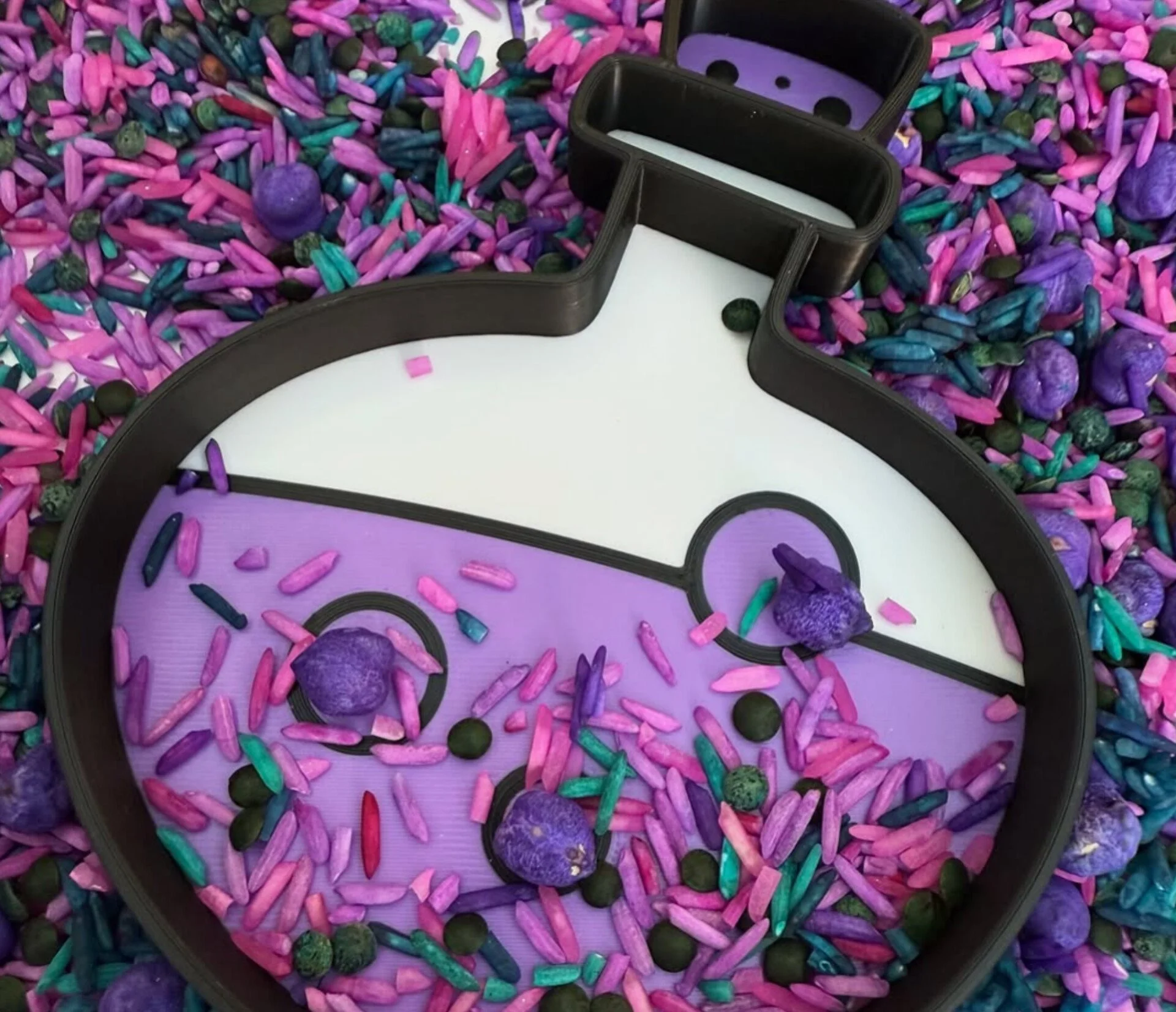 Purple Potion Bottle Sensory Play Tray