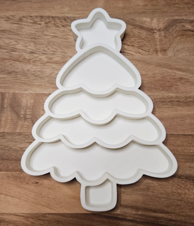 Christmas tree play tray for kids with playdough decorations