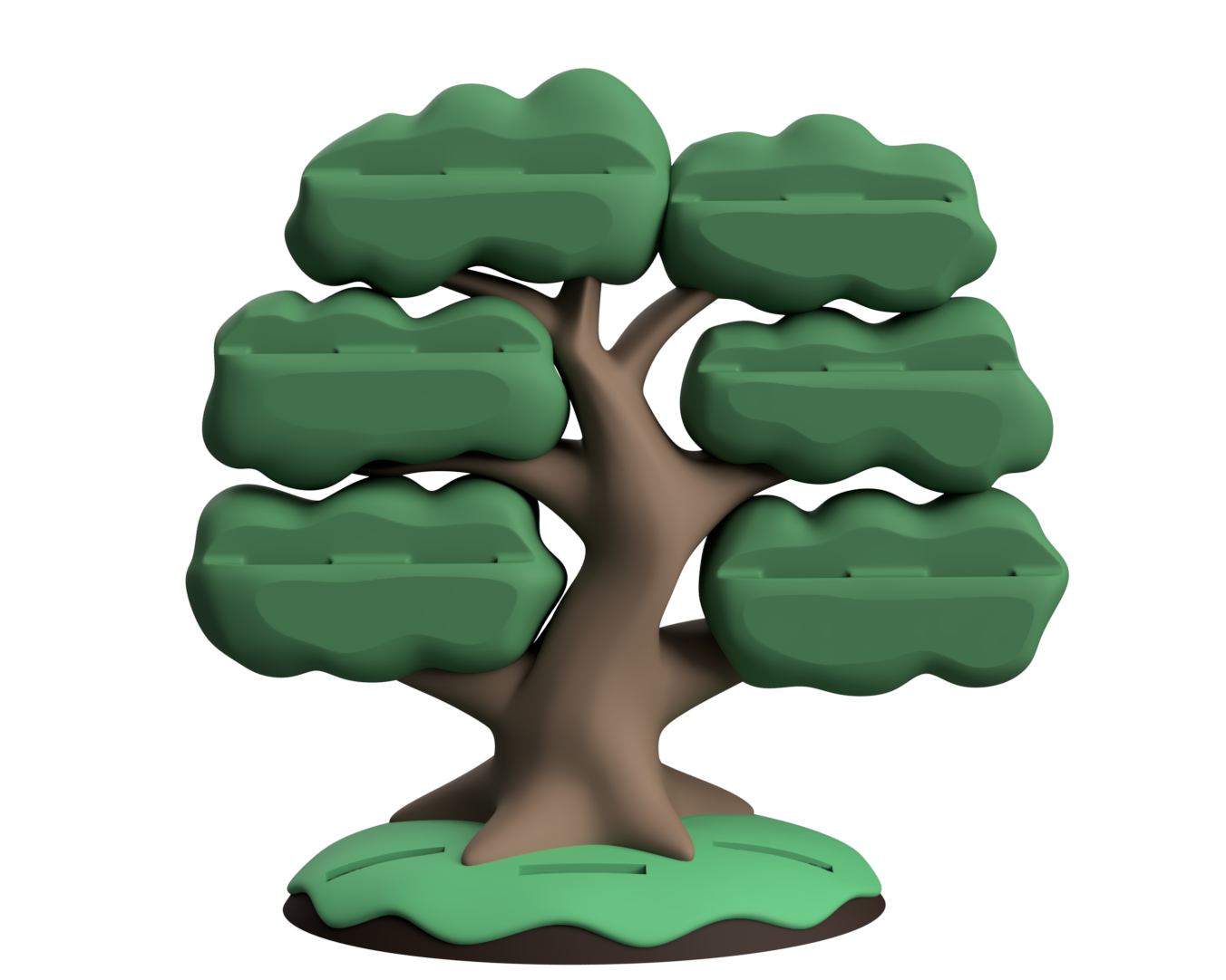 Green and brown 3D printed Australian bird tree stand with nine slots for bird counters