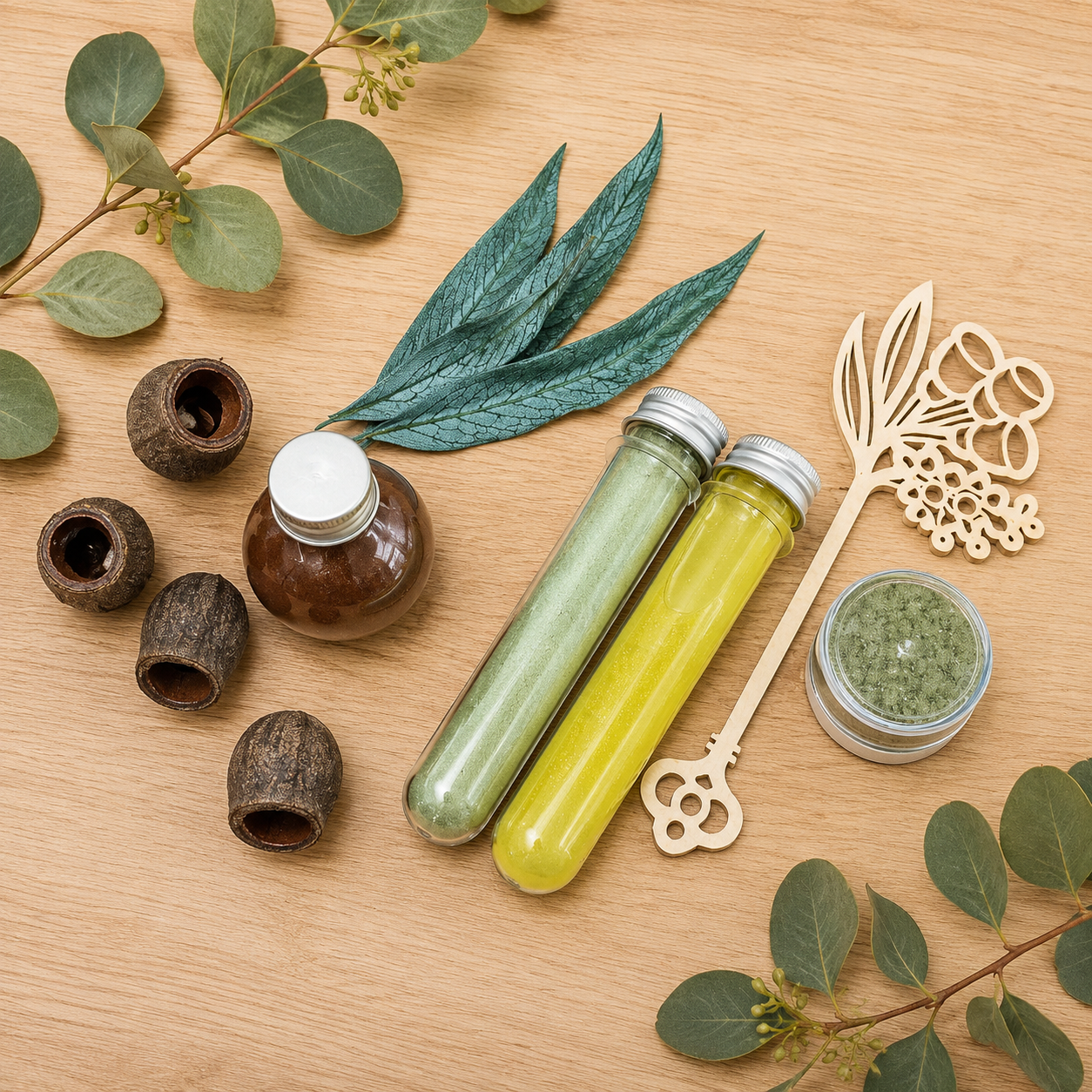 Australian Bush Potion Kit for kids with fizz, gumnuts and gum leaves