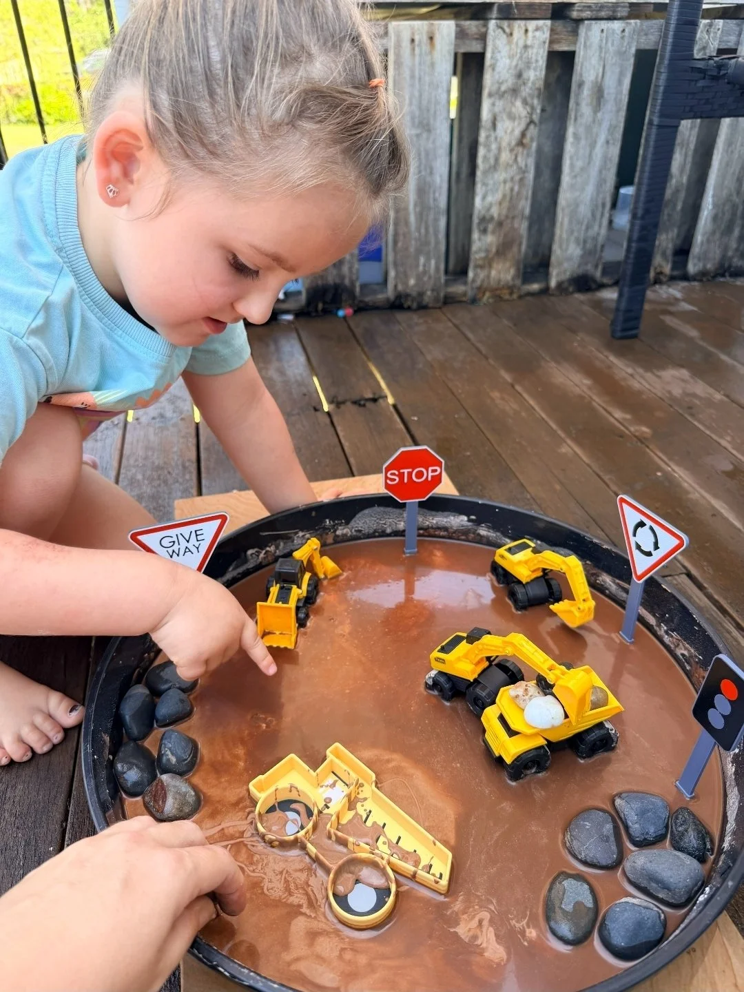 outdoor construction sensory play messy activity