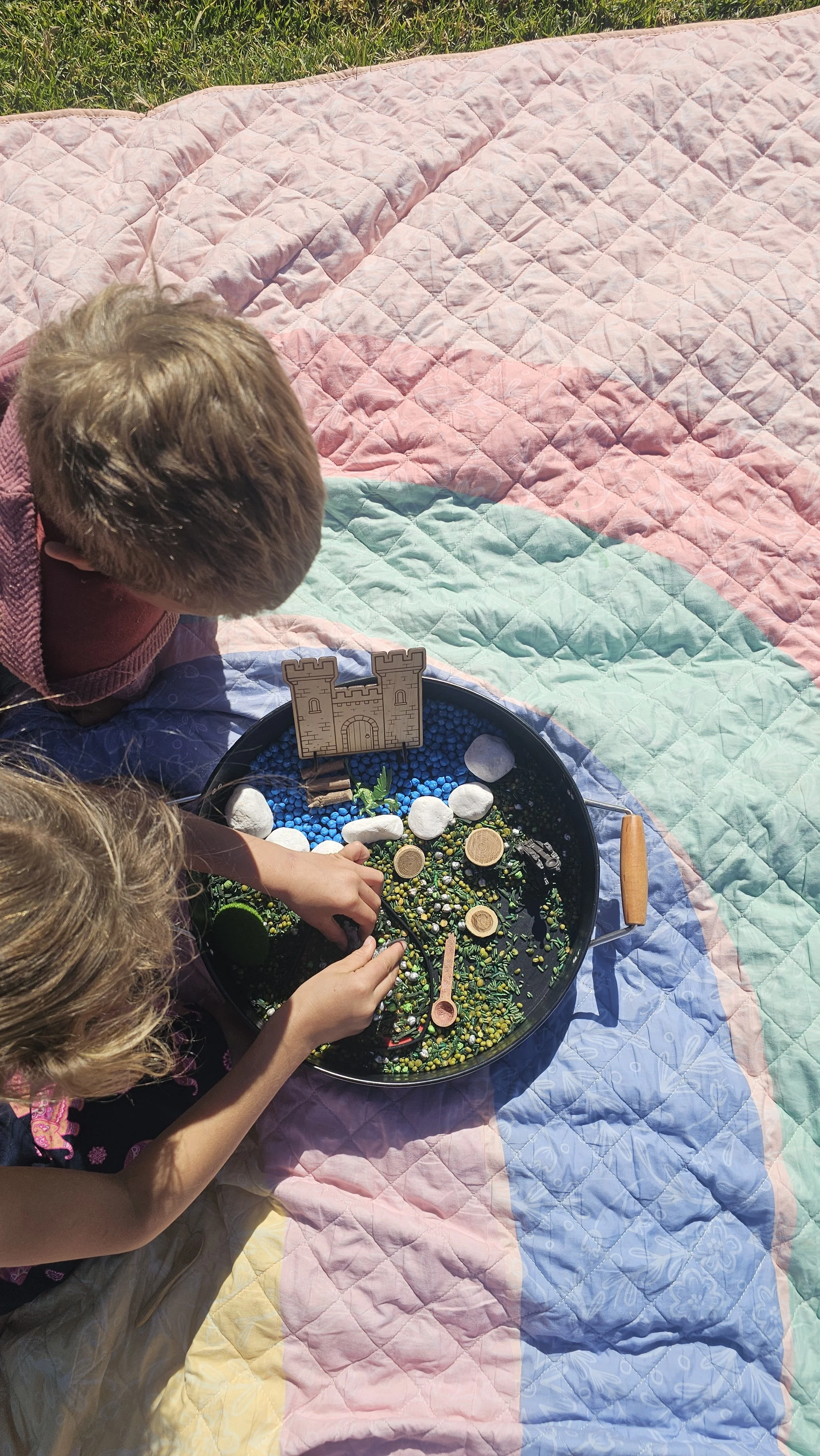 Knights and dragons small world sensory play activity.