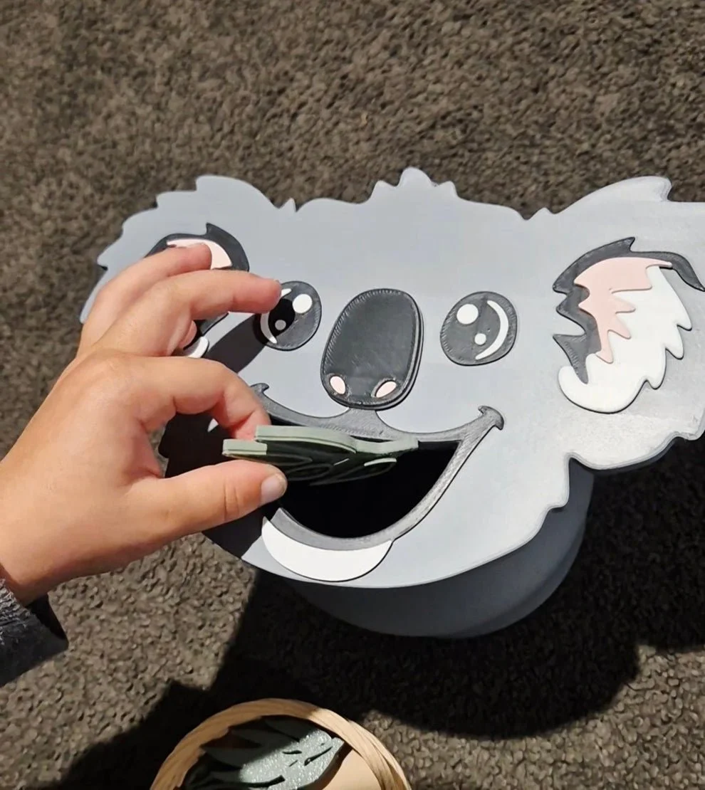 Nature inspired sensory play with koala and leaves